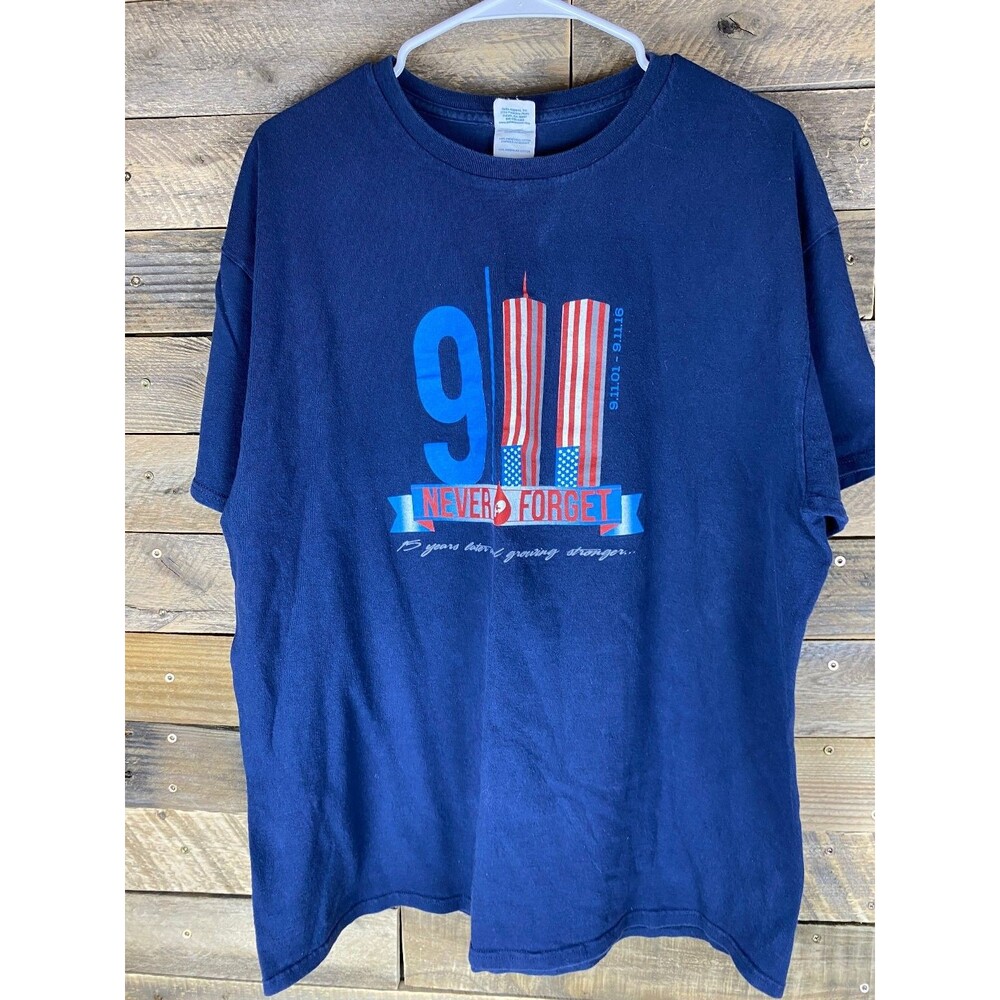 Delta Pro Weight Women's XL Navy Blue 9/11 Never Forget Cotton T-Shirt
